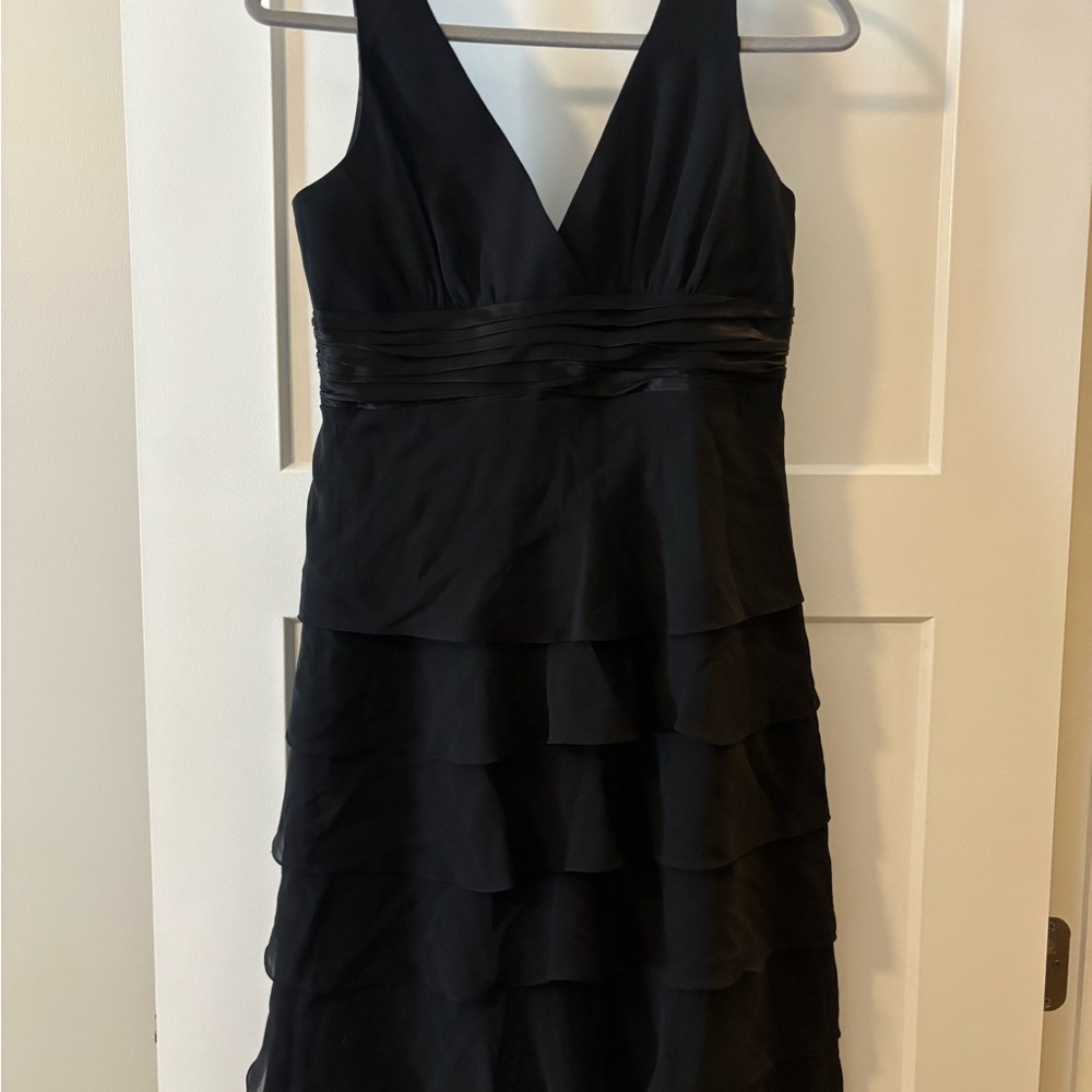 BCBG  Black V-Neck Sleeveless Ruffle Dress